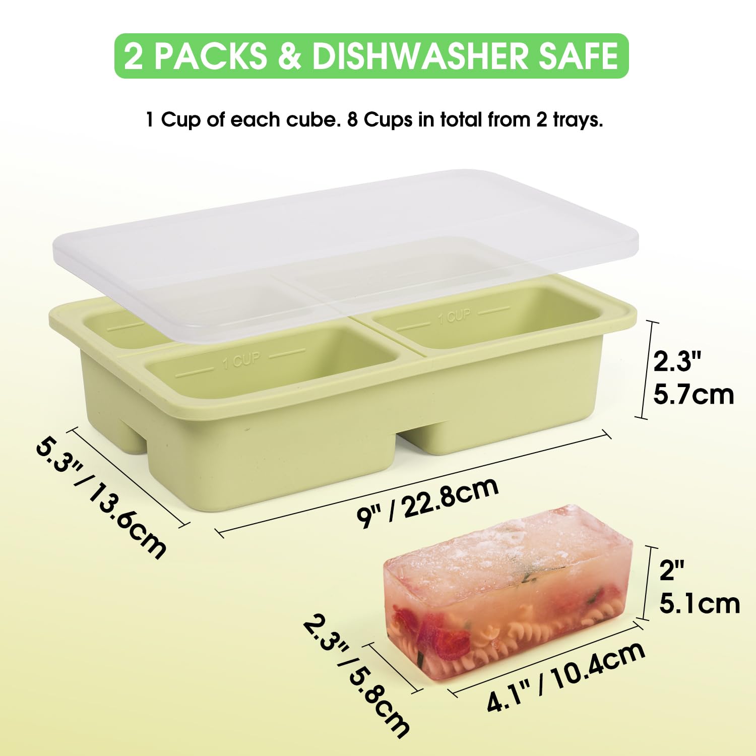 Amazon | Annaklin 1カップシリコン冷凍トレイ 蓋付き 2個パック 簡単